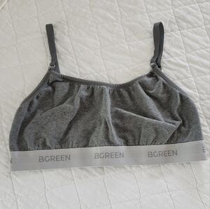 BGREEN Women's Gray Sports/Sleep Bra, Size XL, Made in USA